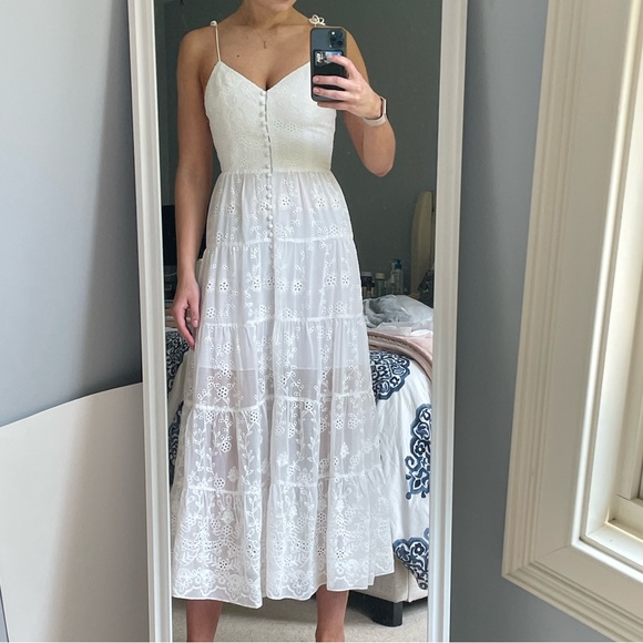 Alice + Olivia Shanti Button Front White Midi Dress - Picture 5 of 5